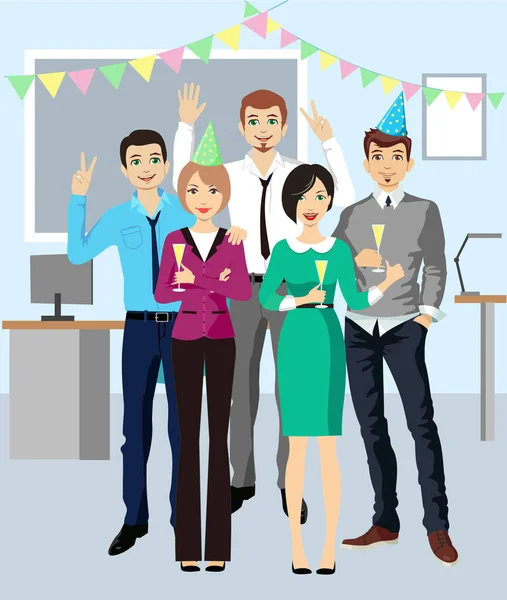 Büro Party Tanz Urlaub Corporate Dinner Und Disco Alle Mitarbeiter — Stockvektor