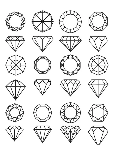 Pictogrammen Van Lijn Van Gem Diamond Crystal Tekenen Vector Edelsteen — Stockvector