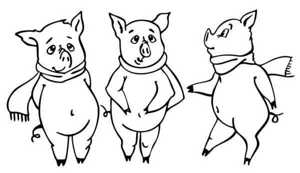 돼지에서 재미있는 돼지의 포스터 카드에 어린이 일러스트 레이션 드로잉 — 스톡 벡터