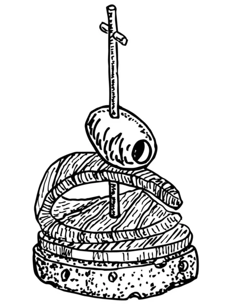 Ескіз Канату Палички Шинкою Харчова Закуска Закуска Палець Їжі Фуршету — стоковий вектор