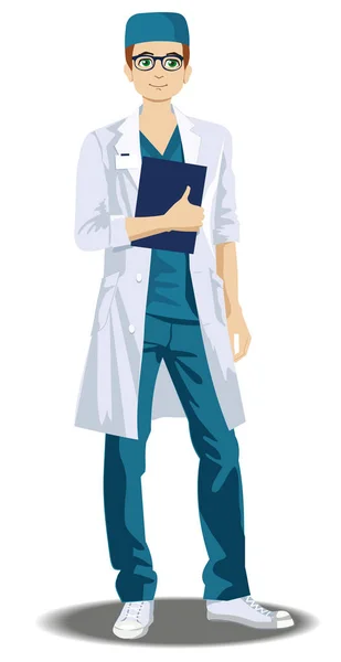 Médecin Spécialiste Hôpital Illustration Isolée Sur Fond Blanc Docteur — Image vectorielle