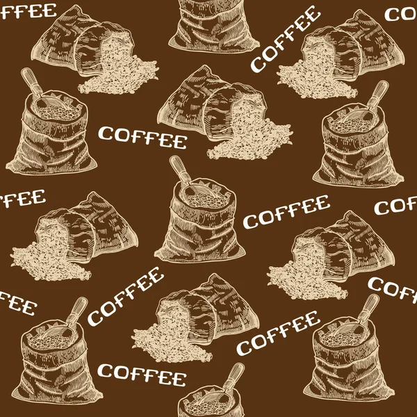 Caffè Disegnato Mano Modello Senza Cuciture — Vettoriale Stock