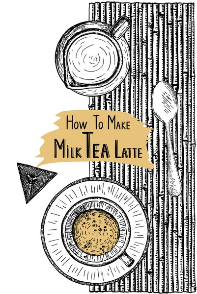Čaj Mlékem Mléčný Čaj Nápoj Matcha Latte — Stockový vektor