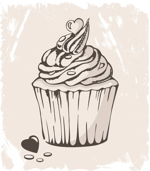 Illustration Von Cupcake Mit Herz Auf Pastellfarbenem Hintergrund Kann Für — Stockvektor