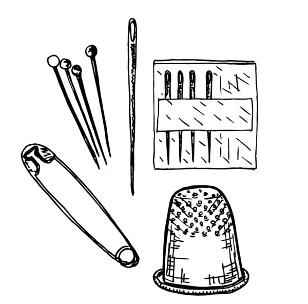 縫製用の針 縫製針 ティンブル — ストックベクタ