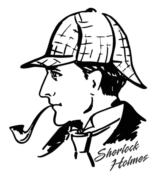 Sherlock Holmes Ilustração Detetive Ilustração Com Sherlock Holmes Desenho Tinta — Vetor de Stock