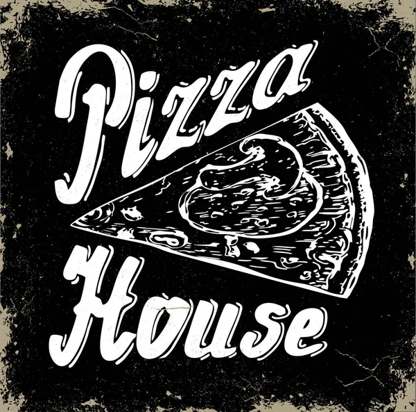 Pizza House Etichetta Pizza Italiana Pizzeria Badge Elementi Design Illustrazione — Vettoriale Stock