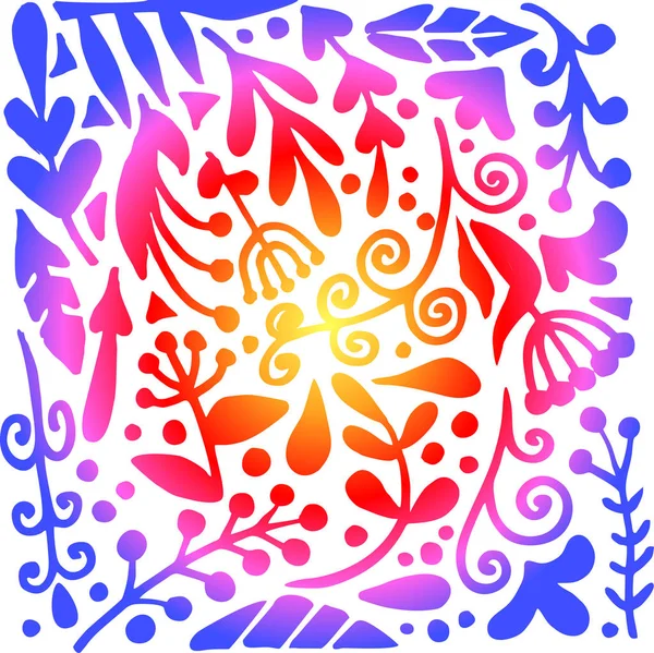 Квітковий Фон Квіткою Листям Намальована Рука — стоковий вектор