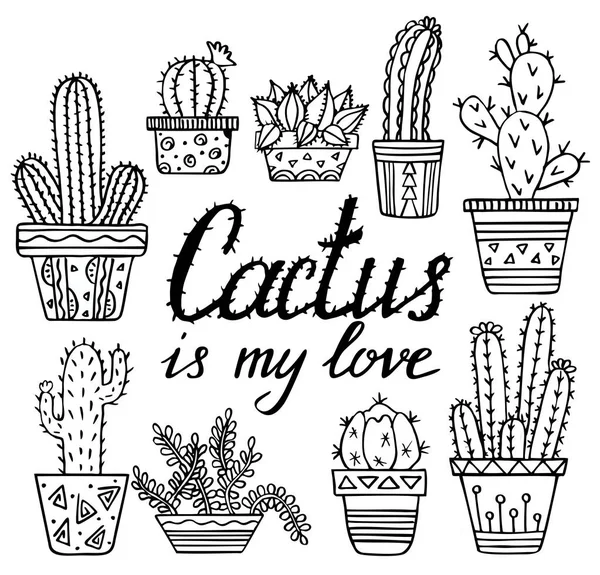 Conjunto Lindo Cactus Dibujos Animados Suculentas Pegatinas Parches Colección Alfileres — Vector de stock