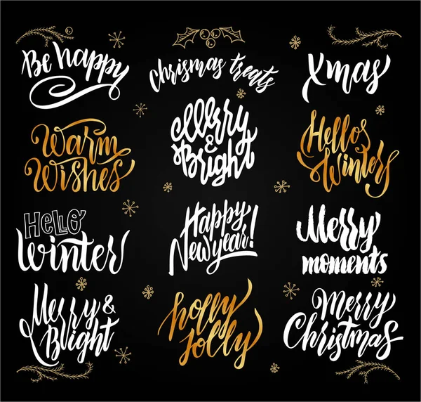 Frohe Weihnachten Schriftzug Typografie Handschrift Textgestaltung Mit Kalligrafie Für Den — Stockvektor