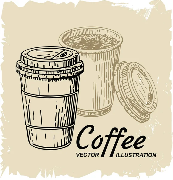 Tasse Café Jetable Illustration Vectorielle Tasse Café Plastique Tasse Jetable — Image vectorielle