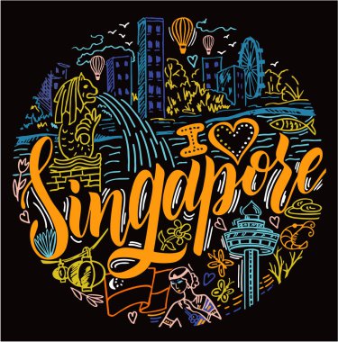 Singapur kart şablonu, sadece vektör illüstrasyon 