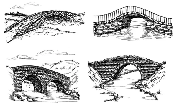 Conjunto Pontes Simplesmente Ilustração Vetorial —  Vetores de Stock