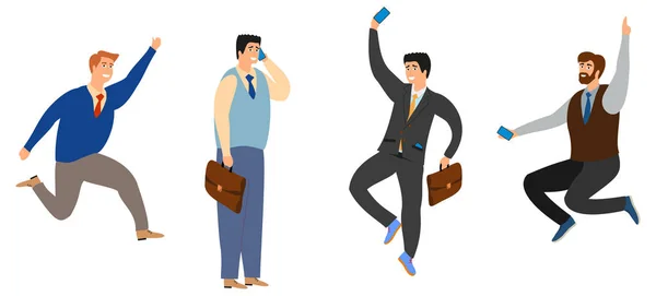 Hombres Negocios Saltando Simplemente Vector Ilustración — Vector de stock