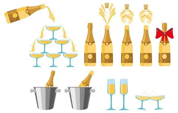 Champagner Banner Einfach Vektorillustration — Stockvektor