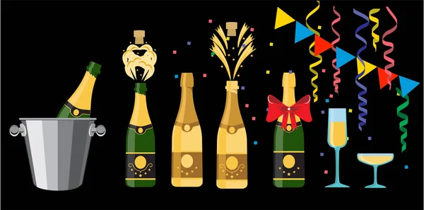 Striscione Champagne Semplicemente Illustrazione Vettoriale — Vettoriale Stock
