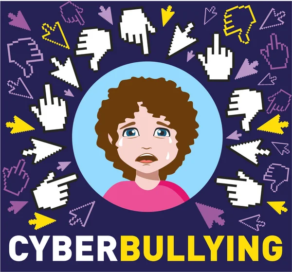 Cyber Bulling Banner Einfach Vektorillustration — Stockvektor