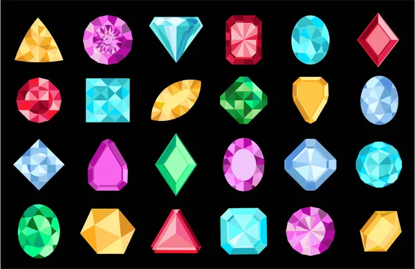 Set Van Kleurrijke Diamanten Gewoon Vector Illustratie — Stockvector