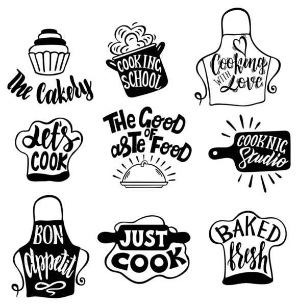 Iconos Cocina Con Letras Simplemente Ilustración Vectorial — Archivo Imágenes Vectoriales