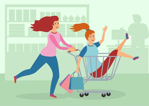 Family Shopping Simply Vector Illustration — Stock Vector