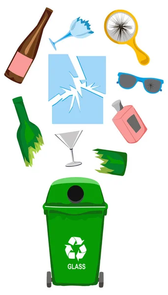 Γυάλινα Σκουπίδια Απλά Απεικόνιση Διάνυσμα — Διανυσματικό Αρχείο