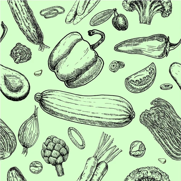 Patrón Verduras Sin Costura Simplemente Vector Ilustración — Archivo Imágenes Vectoriales