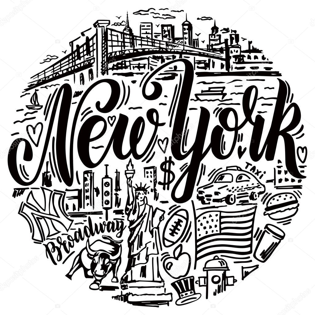 New York card template, simply vector illustration 