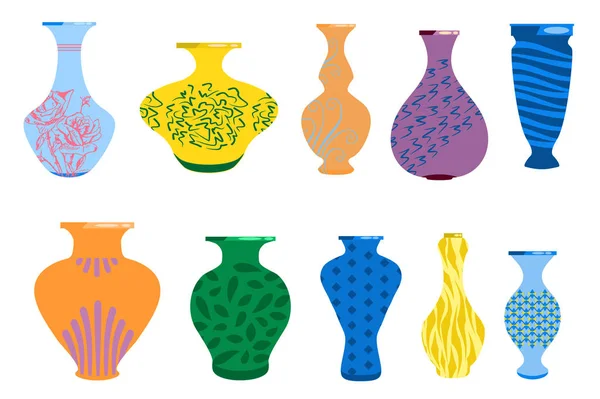 Vasi per fiori. Collezione di vasi colorati in ceramica — Vettoriale Stock