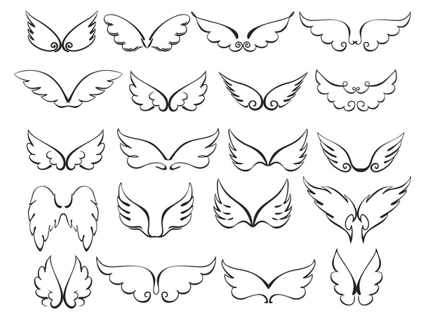 Wings icon sketch collection cartoon hand drawn vector illustration sketch. — Stock Vector