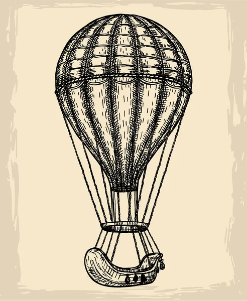 Modelo de design de logotipo de vetor de balão de ar quente. retro airship ou ícone de transporte. Esboço em um fundo vintage . —  Vetores de Stock