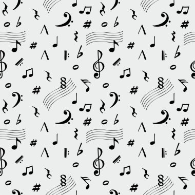 Abstract music seamless pattern background vector illustration. Music note icons drawn seamless pattern, retro sound background clipart
