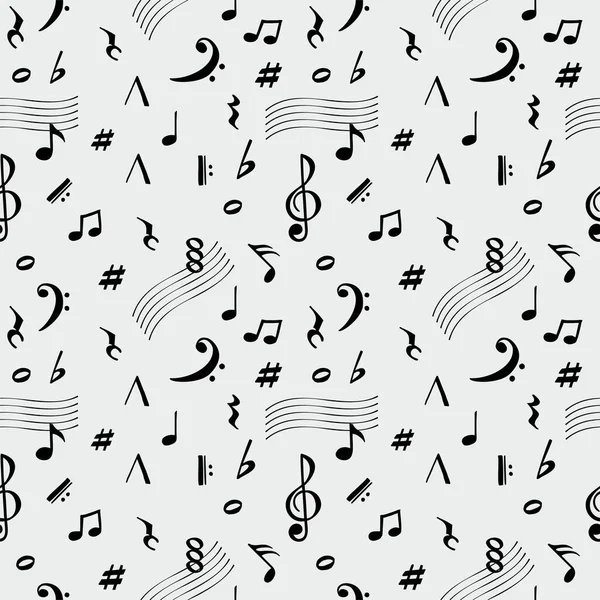 Αφηρημένη μουσική απρόσκοπτη μοτίβο εικονογράφηση διάνυσμα. Εικόνες μουσικών σημειώσεων σχεδιασμένες χωρίς ραφή μοτίβο, ρετρό ηχητικό υπόβαθρο — Διανυσματικό Αρχείο
