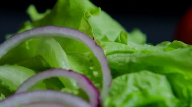 Ticari kullanım için lezzetli burger yeşillik, peynir ve sığır eti makro çekim