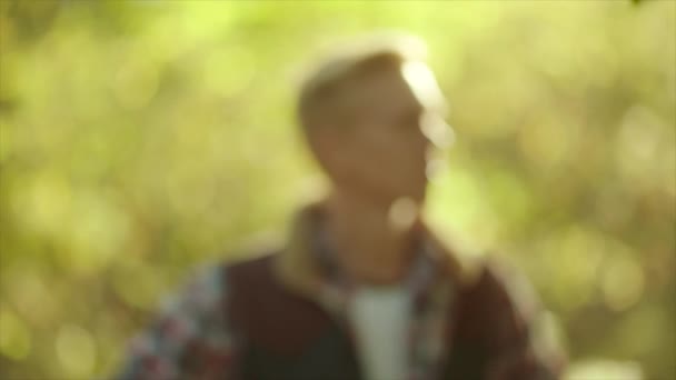 Young couple on the date. Surprise with closing eyes with hands — Stock Video