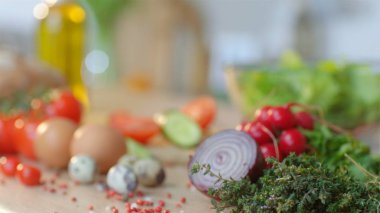 Mutfakta salata için taze yeşil ingridients