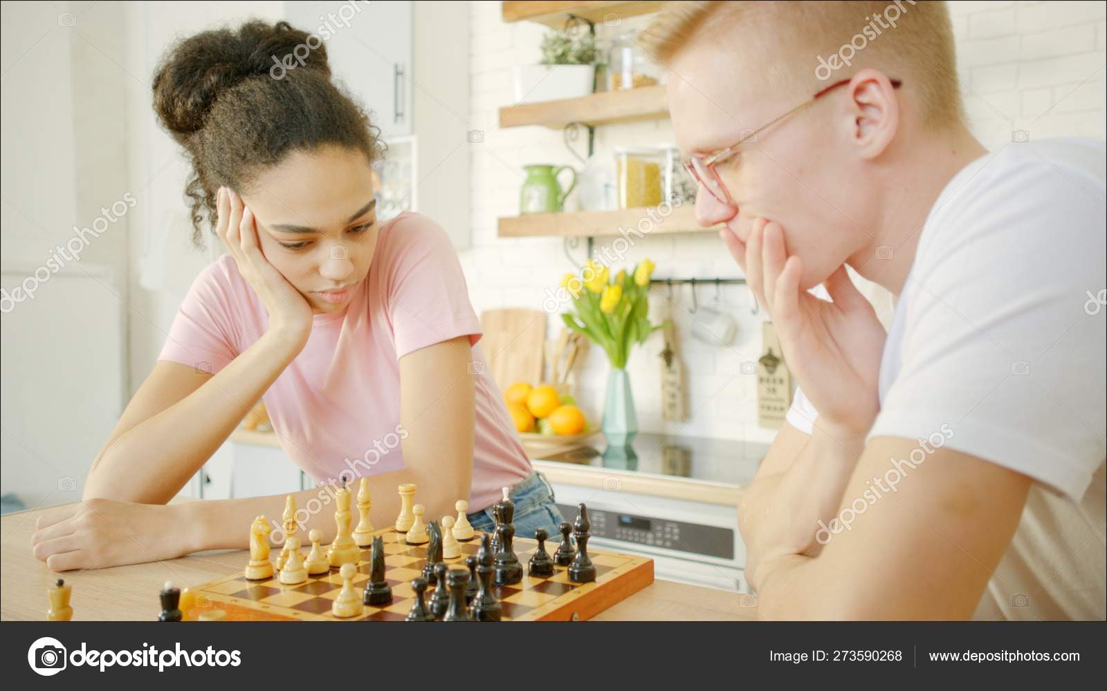 Woman Playing Chess with a Friend in Video Chat Stock Image - Image of  everyday, call: 195688261