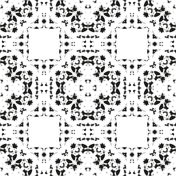 Modèle Ethnique Sans Couture Noir Blanc Tribal Vintage Grunge Fond — Image vectorielle