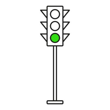 Trafik ışığı arabirim simgeler. Kırmızı, sarı ve yeşil (durma, git ve bekle). Çizgi vektör düğmeleri.