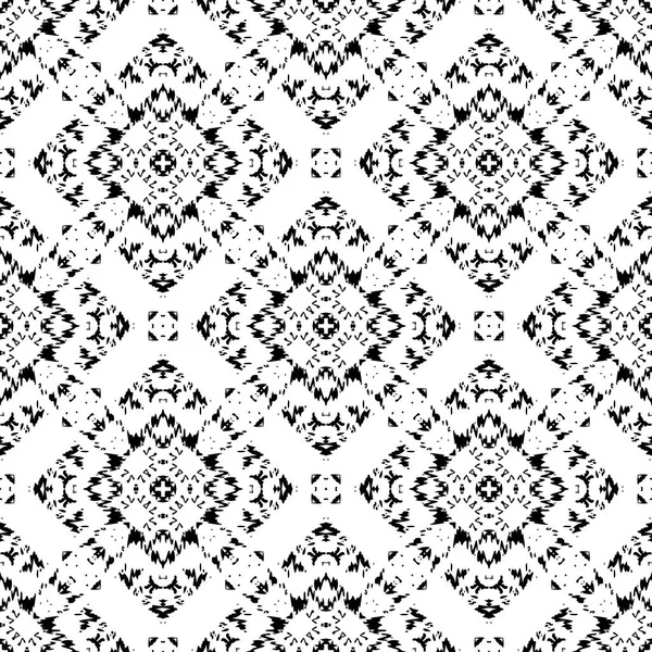 黒と白のシームレスな民族パターン ヴィンテージ グランジ 表面デザイン テキスタイル 表面のテクスチャ 包装紙の部族の背景を抽象化します — ストックベクタ