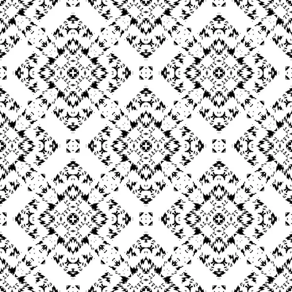 Black White Seamless Ethnic Pattern Tribal Vintage Grunge Abstract Tribal — Stock Vector