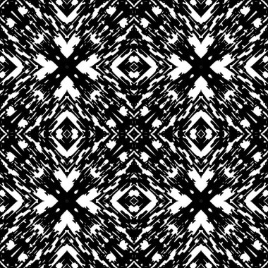 Siyah ve beyaz Seamless etnik Boho modeli. Ikat. Vintage, Grunge, soyut kabile arka plan kağıt ambalaj yüzey tasarımı, tekstil, duvar kağıdı için yüzey dokuları,