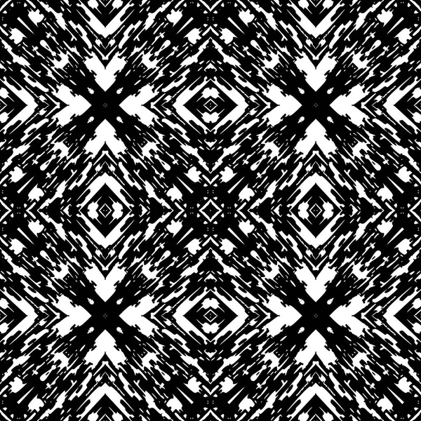 Patrón Boho Étnico Transparente Blanco Negro Ikat Vintage Grunge Fondo — Vector de stock