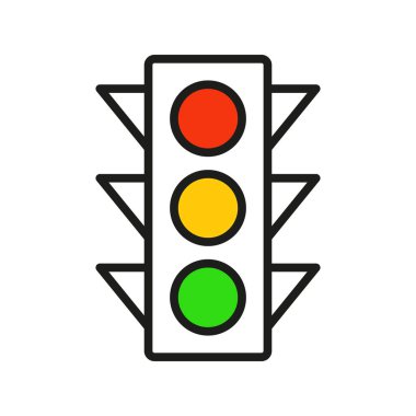 Trafik ışığı arabirim simgeler. Kırmızı, sarı ve yeşil (durma, git ve bekle). Çizgi vektör düğmeleri.