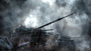 Sıcak dünyadaki savaştan sonra iki Sovyet tankı