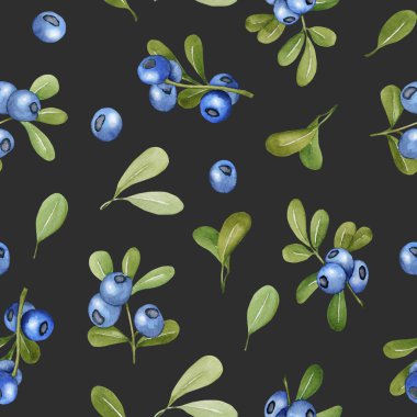 Sulu boya yaban mersini seamless modeli, el boyalı karanlık bir arka plan üzerinde