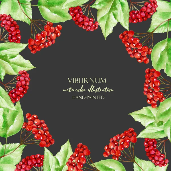 Karanlık bir arka plan üzerinde kart şablonu suluboya kartopu dalları, çerçeve kenarlığı, el ile boyalı