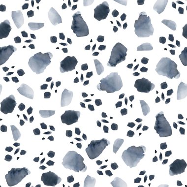 Sulu boya çivit soyut konturlar ve Dikişsiz desen lekeleri
