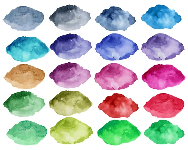 Watercolor stain collection, bright color elements — Stock Photo, Image