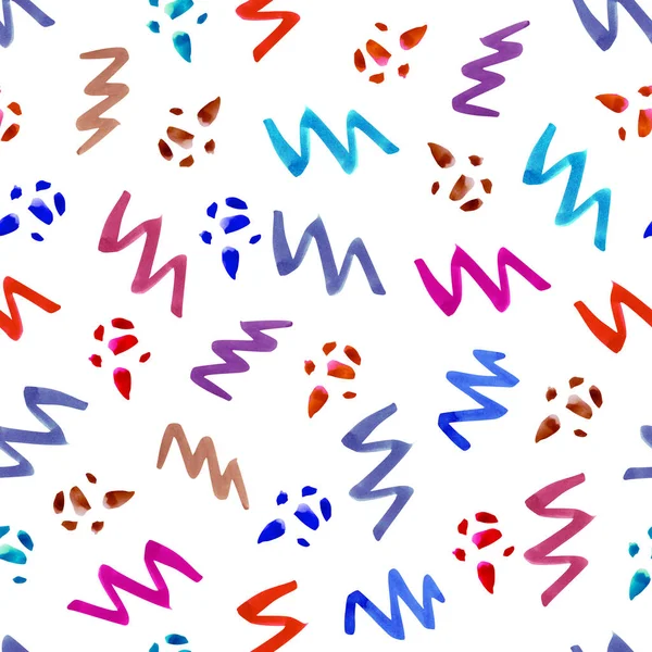 Acuarela coloridos zigzags abstractos patrón sin costuras —  Fotos de Stock