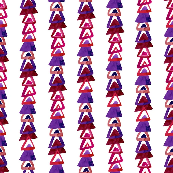 Acuarela rojo y azul triángulos abstractos patrón sin costura —  Fotos de Stock